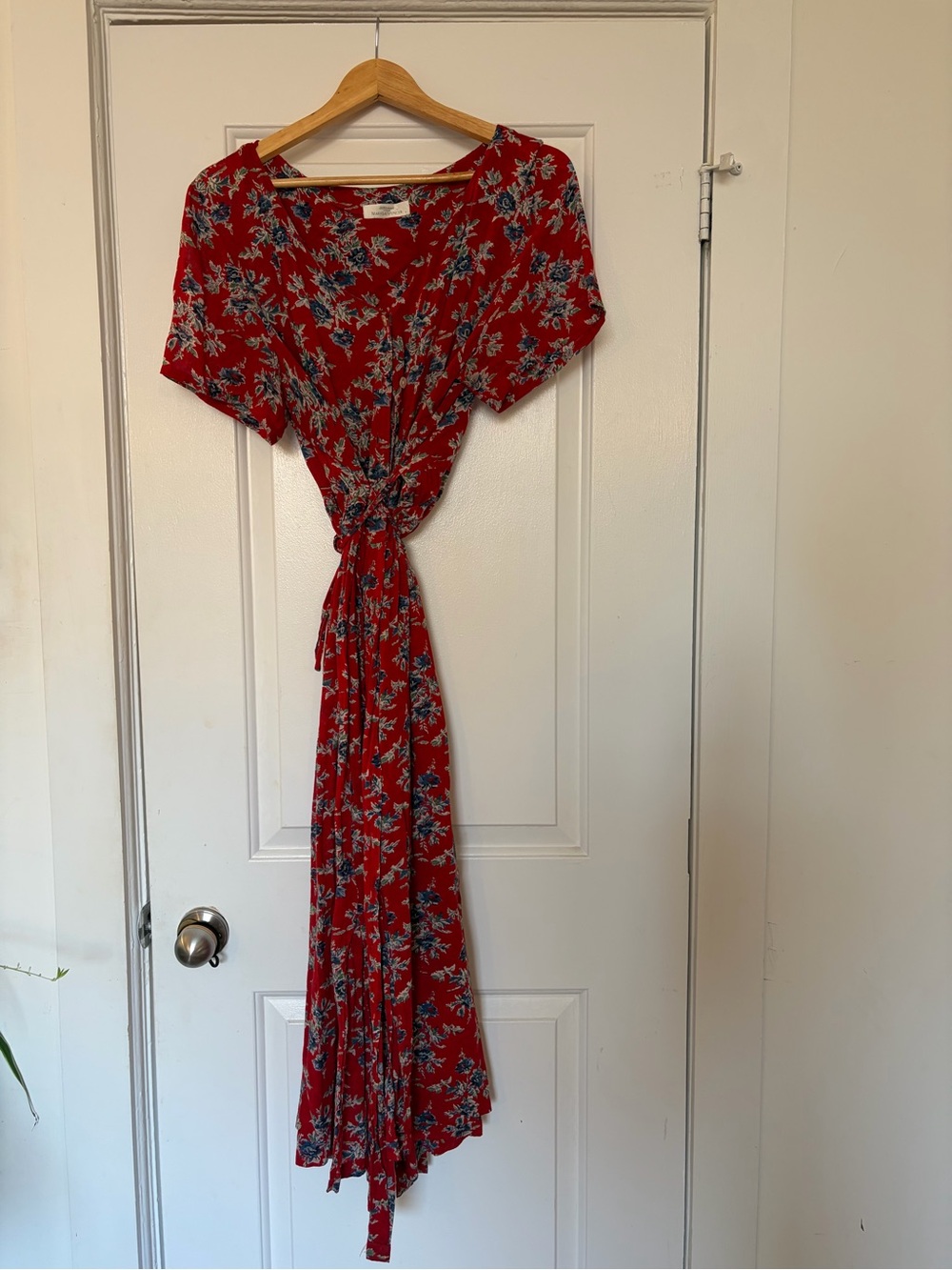 Marks & Spencer Red Floral Tie-Waist Maxi Dress